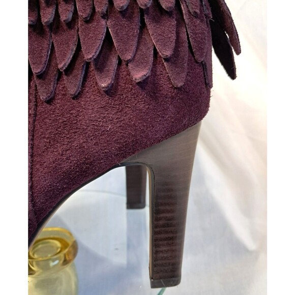 Plum Purple Suede Fringe Boots  Ankle Booties Women 8.5 Isola - Picture 8 of 13